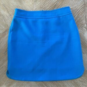 Ann Taylor Royal Azure Blue Lightweight Wool Blend Curved Hem Lined Mini Skirt 8